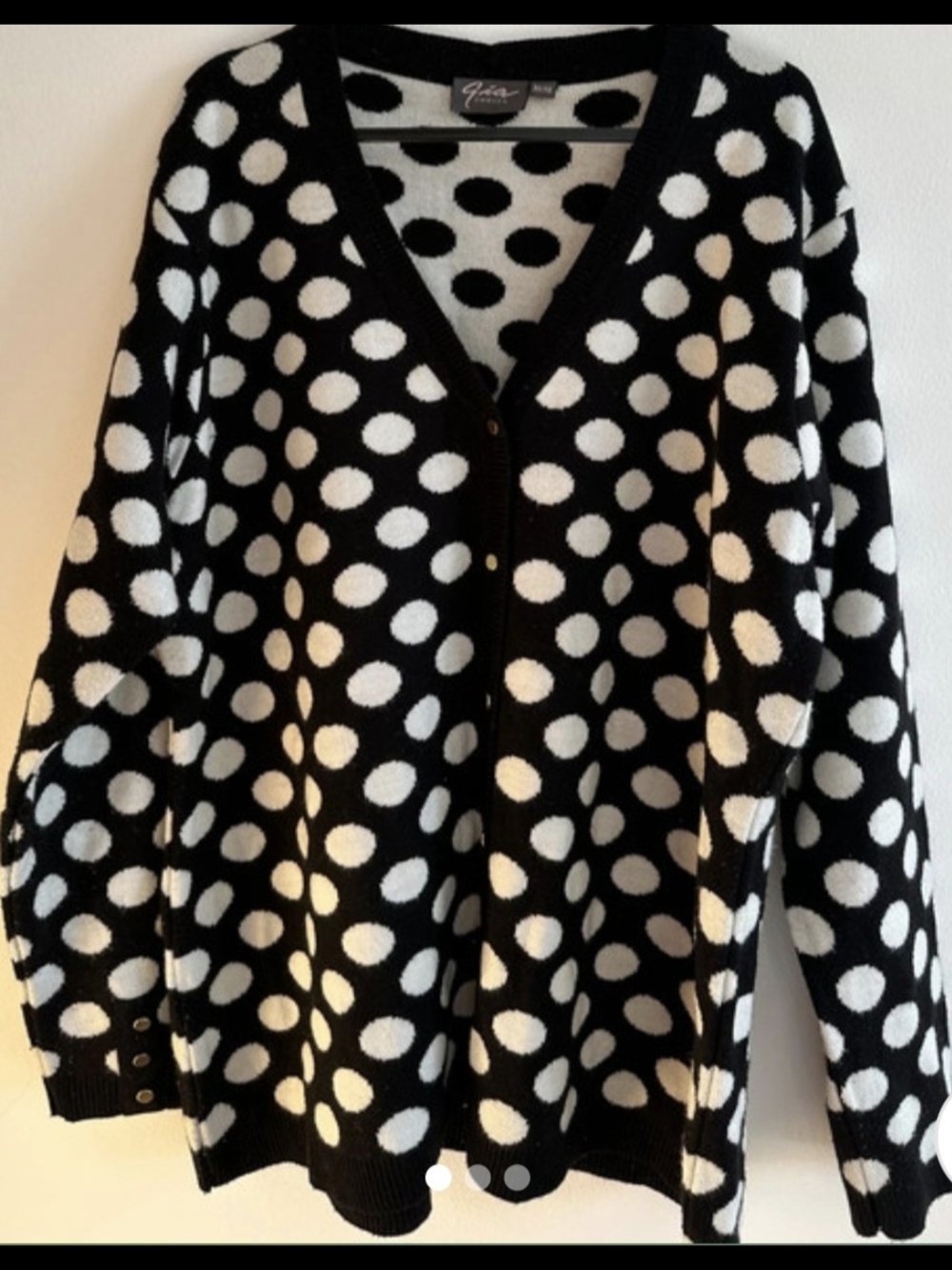 Black & White Polka Dot V-Neck Cardigan Sweater